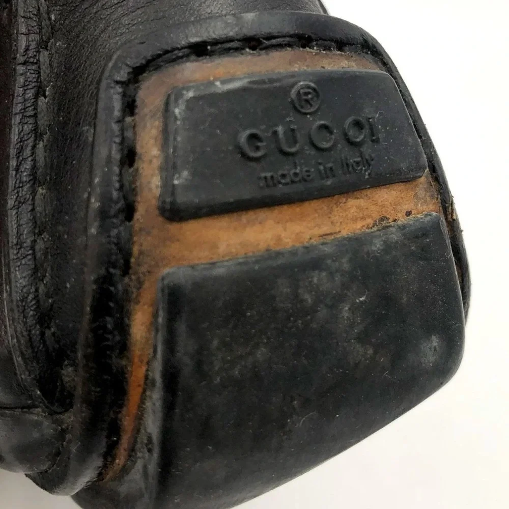 Gucci Men's Black Leather Loafers w/ Gold-Tone Horsebit Detail - Size 9.5 (+COA)